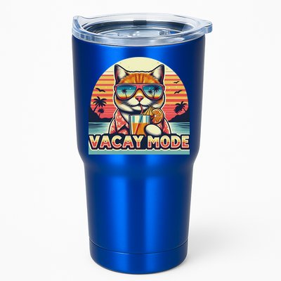 Retro Cat Vacation Summer Family Beach Trip Vacay Mode Ocean Great Gift Tumbler