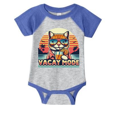 Retro Cat Vacation Summer Family Beach Trip Vacay Mode Ocean Great Gift Infant Baby Jersey Bodysuit