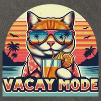 Retro Cat Vacation Summer Family Beach Trip Vacay Mode Ocean Great Gift Cotton Canvas Backpack