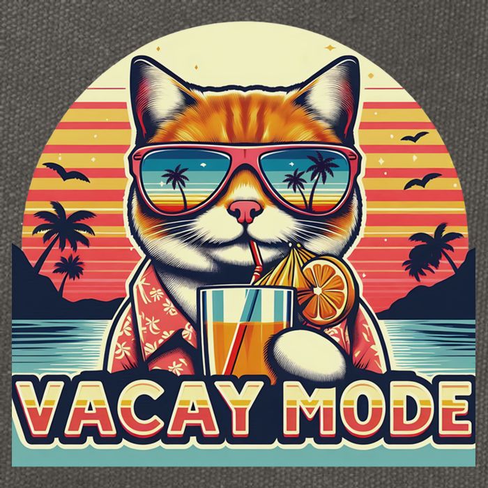 Retro Cat Vacation Summer Family Beach Trip Vacay Mode Ocean Great Gift Cotton Canvas Backpack