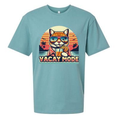 Retro Cat Vacation Summer Family Beach Trip Vacay Mode Ocean Great Gift Sueded Cloud Jersey T-Shirt