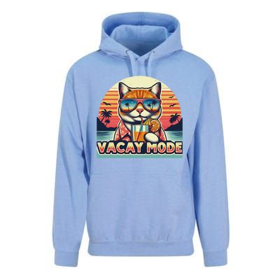 Retro Cat Vacation Summer Family Beach Trip Vacay Mode Ocean Great Gift Unisex Surf Hoodie