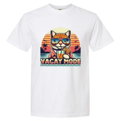 Retro Cat Vacation Summer Family Beach Trip Vacay Mode Ocean Great Gift Garment-Dyed Heavyweight T-Shirt