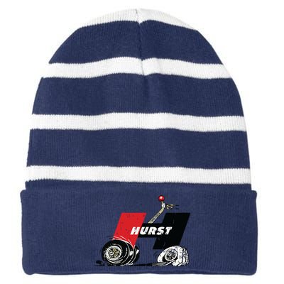 Retro Car Vintage Hurst Performance Meme Hand Engine Funny Striped Beanie with Solid Band