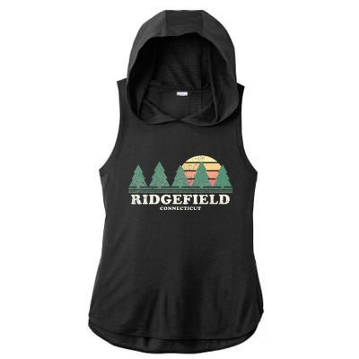 Ridgefield Ct Vintage Throwback Retro 70s Ladies PosiCharge Tri-Blend Wicking Draft Hoodie Tank