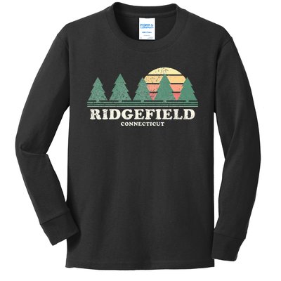 Ridgefield Ct Vintage Throwback Retro 70s Kids Long Sleeve Shirt