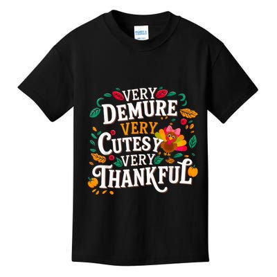 Retro Cute Very Demure Very Cutesy Very Thanksgiving Turkey Kids T-Shirt