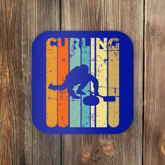 Retro Curlinggame Vintage Ice Curling Sport Quote Curling Gift Coaster