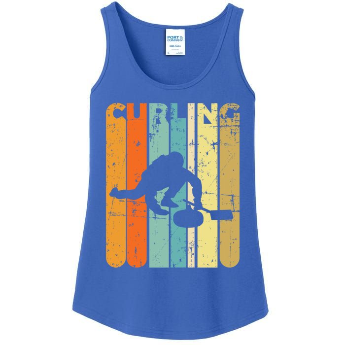 Retro Curlinggame Vintage Ice Curling Sport Quote Curling Gift Ladies Essential Tank