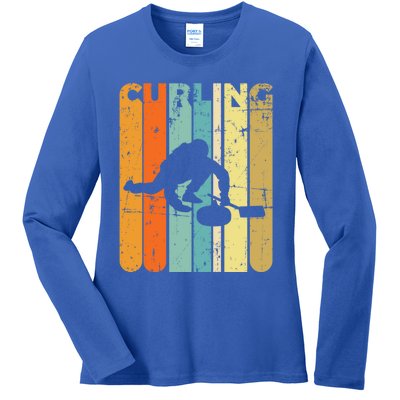 Retro Curlinggame Vintage Ice Curling Sport Quote Curling Gift Ladies Long Sleeve Shirt