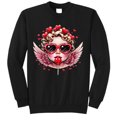 Retro Cupid Valentine Day Cute Vintage Cupid Blowing Bubble Sweatshirt