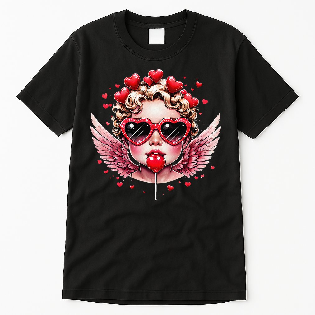 Retro Cupid Valentine Day Cute Vintage Cupid Blowing Bubble Tall T-Shirt