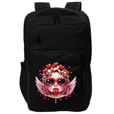 Retro Cupid Valentine Day Cute Vintage Cupid Blowing Bubble Impact Tech Backpack