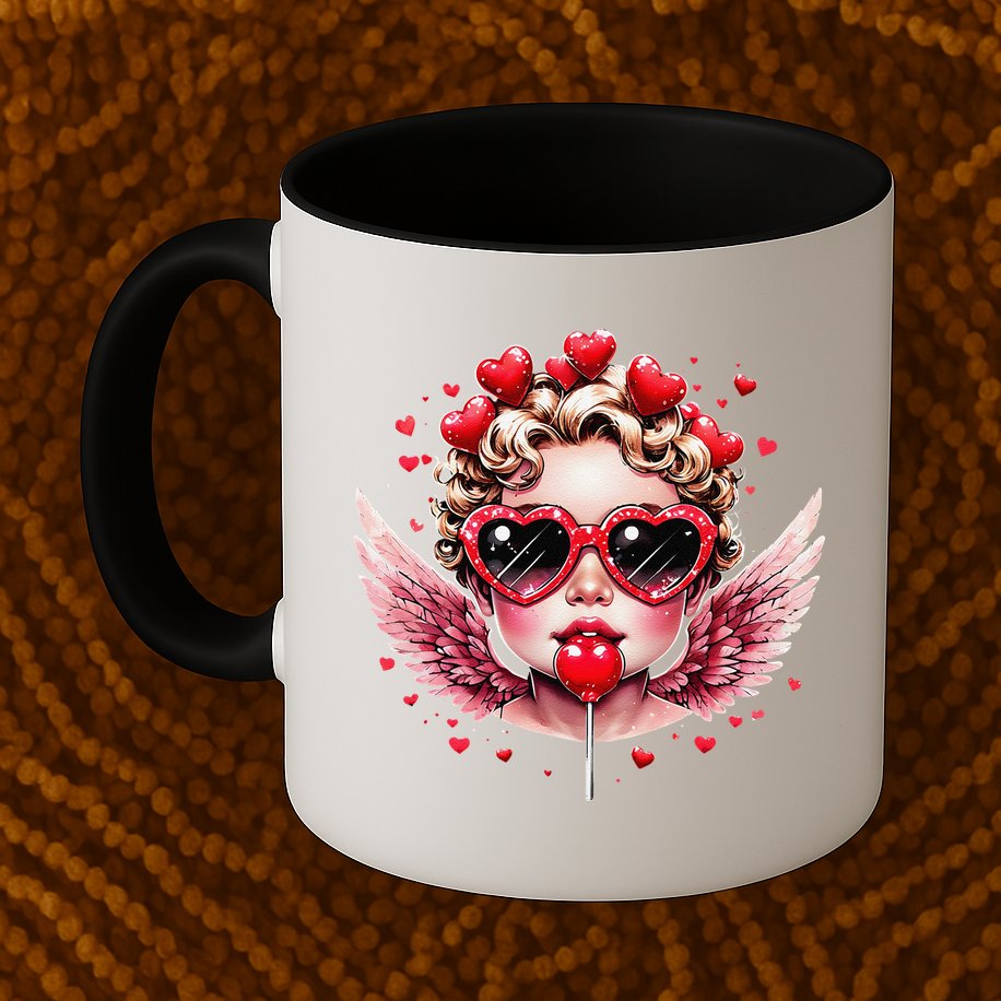 Retro Cupid Valentine Day Cute Vintage Cupid Blowing Bubble Mug