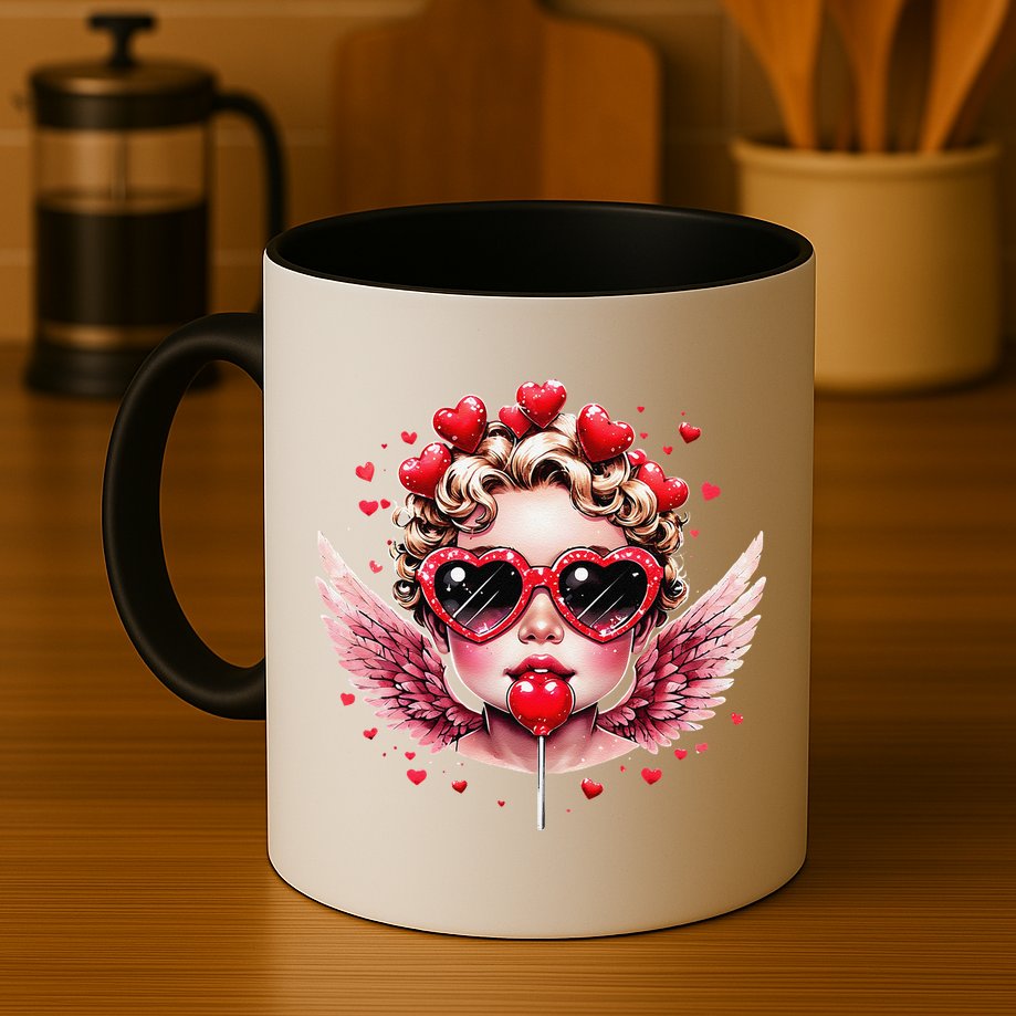 Retro Cupid Valentine Day Cute Vintage Cupid Blowing Bubble Mug