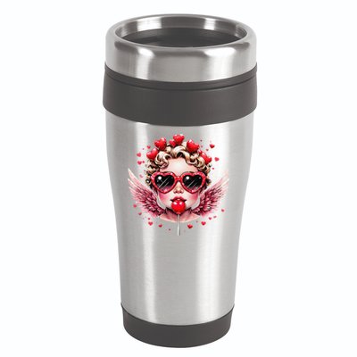 Retro Cupid Valentine Day Cute Vintage Cupid Blowing Bubble 16oz Travel Tumbler