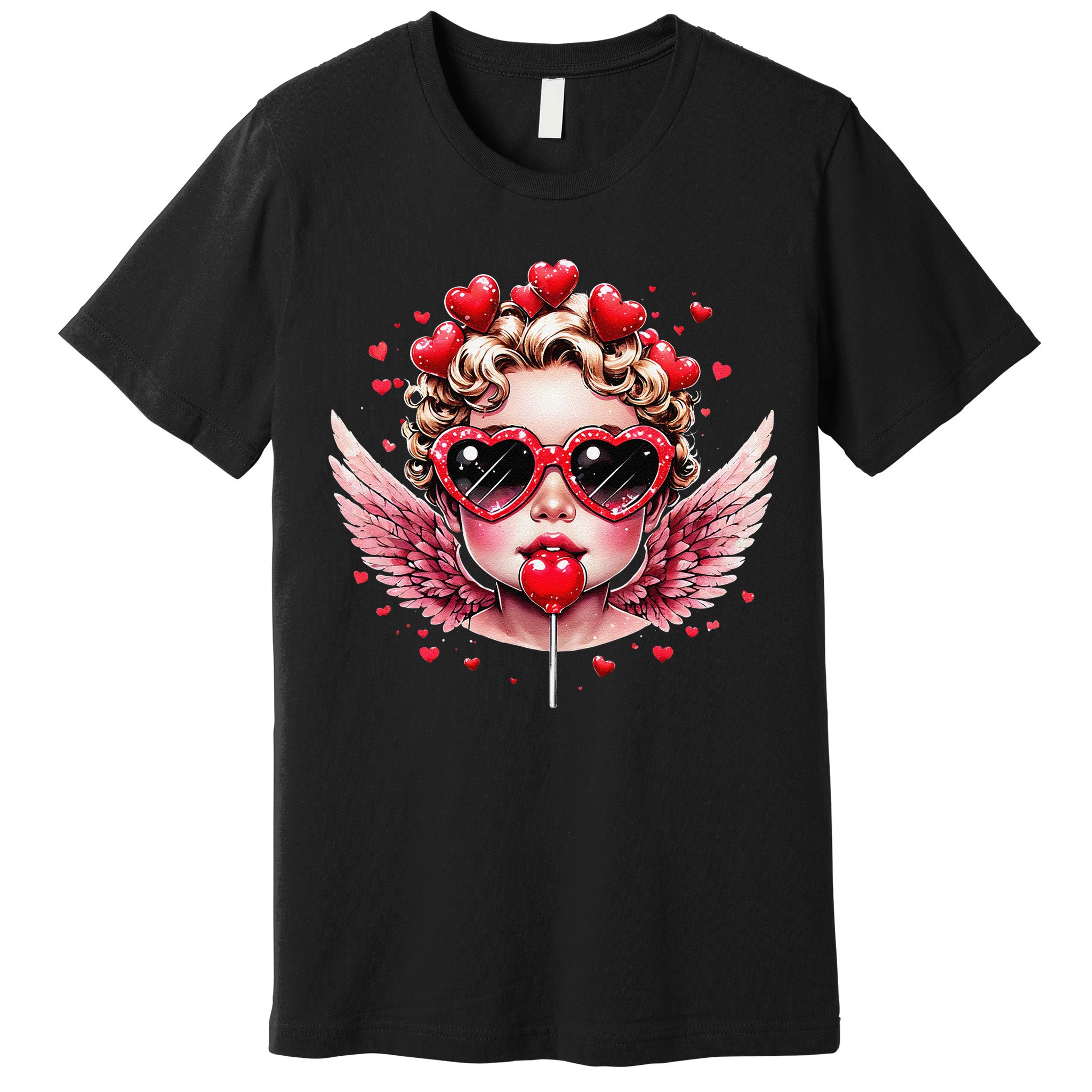 Retro Cupid Valentine Day Cute Vintage Cupid Blowing Bubble Premium T-Shirt