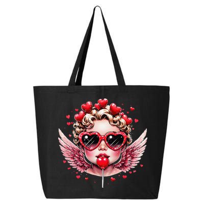 Retro Cupid Valentine Day Cute Vintage Cupid Blowing Bubble 25L Jumbo Tote