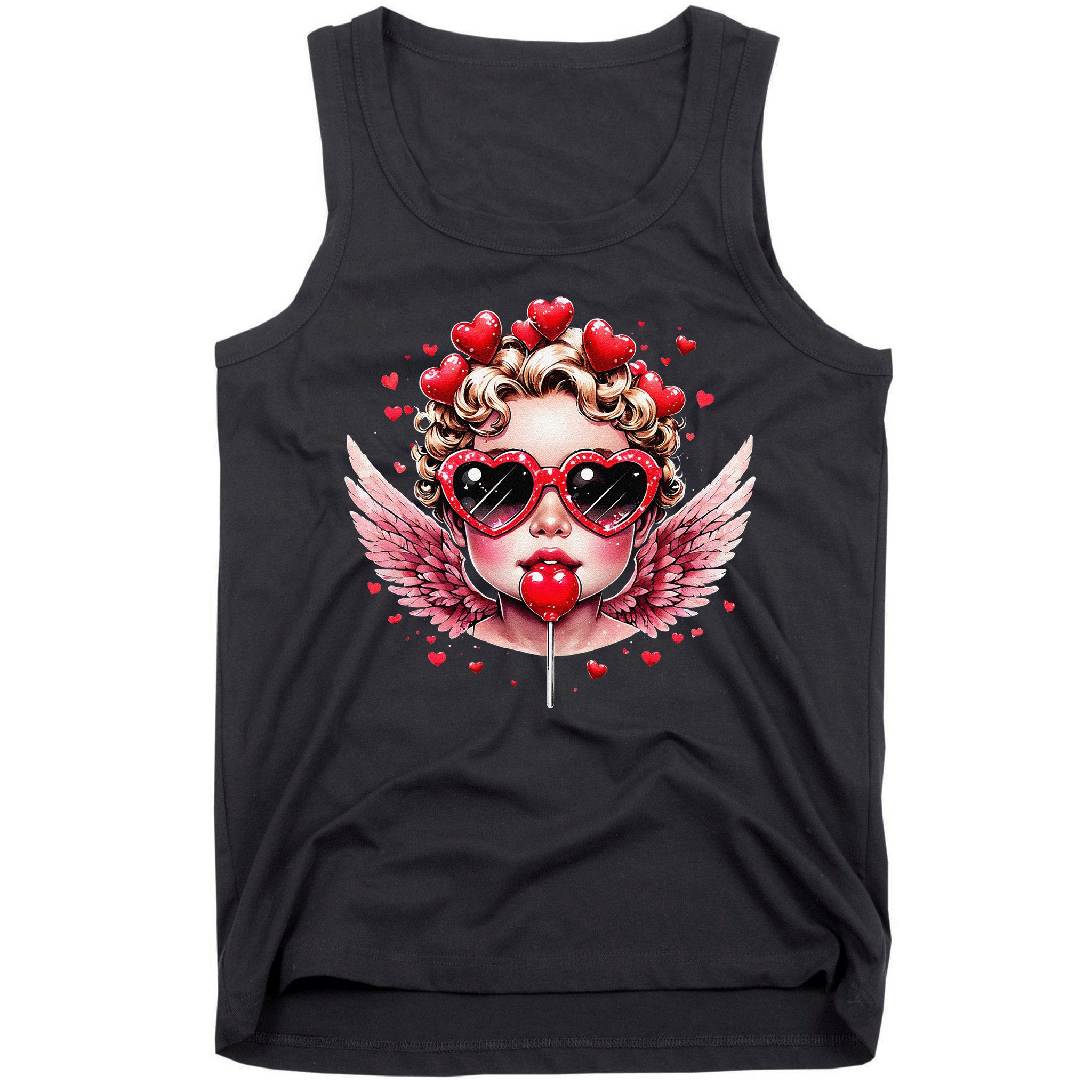 Retro Cupid Valentine Day Cute Vintage Cupid Blowing Bubble Tank Top