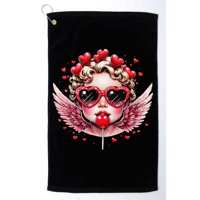 Retro Cupid Valentine Day Cute Vintage Cupid Blowing Bubble Golf Towel