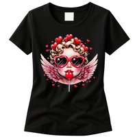 Retro Cupid Valentine Day Cute Vintage Cupid Blowing Bubble Womens T-Shirt