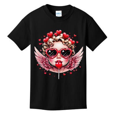 Retro Cupid Valentine Day Cute Vintage Cupid Blowing Bubble Kids T-Shirt