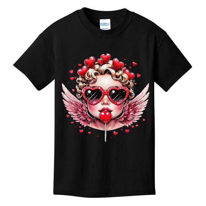 Retro Cupid Valentine Day Cute Vintage Cupid Blowing Bubble Kids T-Shirt