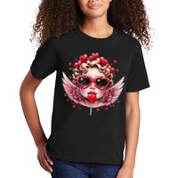 Retro Cupid Valentine Day Cute Vintage Cupid Blowing Bubble Kids T-Shirt