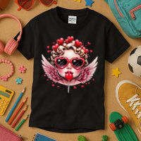 Retro Cupid Valentine Day Cute Vintage Cupid Blowing Bubble Kids T-Shirt