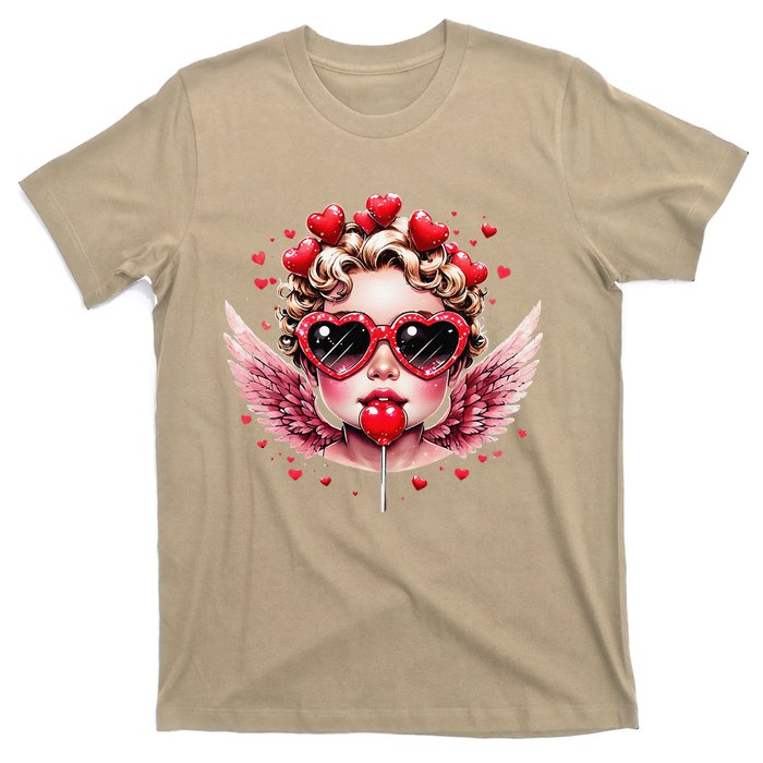 Retro Cupid Valentine Day Cute Vintage Cupid Blowing Bubble T-Shirt