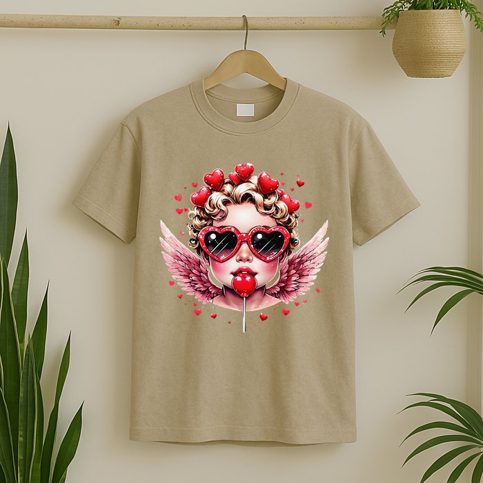 Retro Cupid Valentine Day Cute Vintage Cupid Blowing Bubble T-Shirt