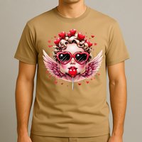 Retro Cupid Valentine Day Cute Vintage Cupid Blowing Bubble T-Shirt