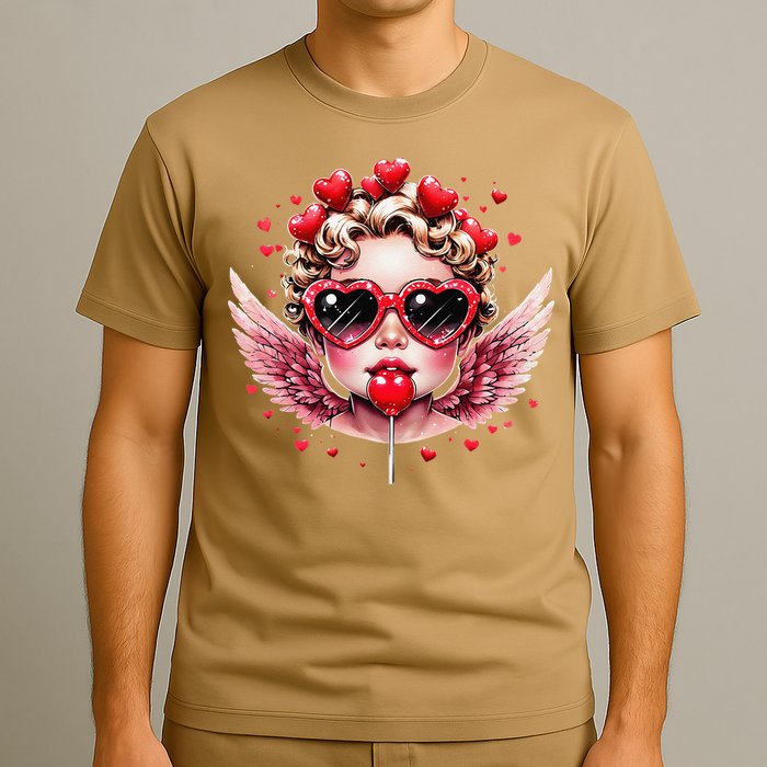 Retro Cupid Valentine Day Cute Vintage Cupid Blowing Bubble T-Shirt