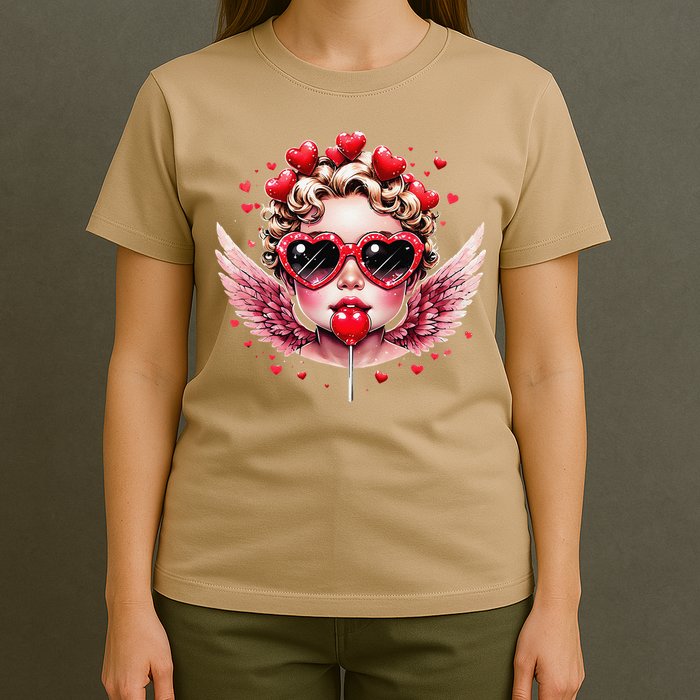 Retro Cupid Valentine Day Cute Vintage Cupid Blowing Bubble T-Shirt