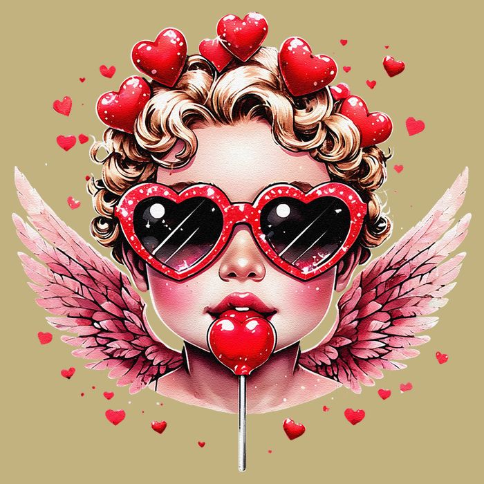 Retro Cupid Valentine Day Cute Vintage Cupid Blowing Bubble T-Shirt