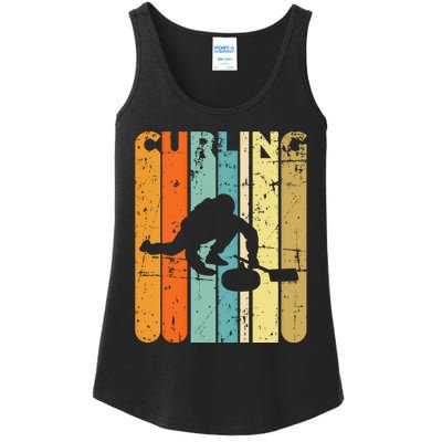 Retro Curlinggame Vintage Ice Curling Sport Quote Curling Gift Ladies Essential Tank