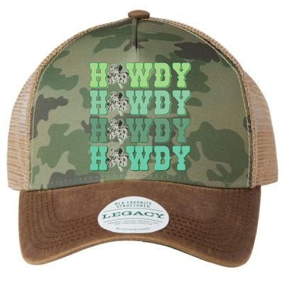 Retro Cowhide Western Howdy St Patricks Day Irish Shamrock Legacy Tie Dye Trucker Hat