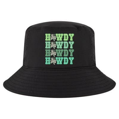 Retro Cowhide Western Howdy St Patricks Day Irish Shamrock Cool Comfort Performance Bucket Hat