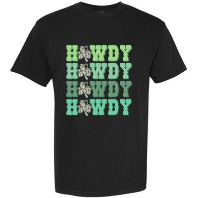 Retro Cowhide Western Howdy St Patricks Day Irish Shamrock Garment-Dyed Heavyweight T-Shirt