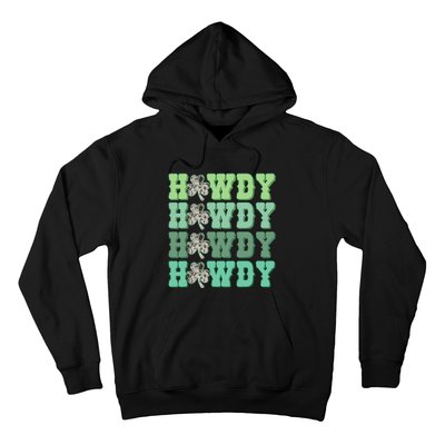 Retro Cowhide Western Howdy St Patricks Day Irish Shamrock Hoodie