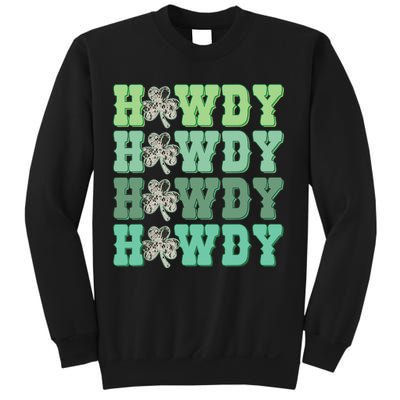 Retro Cowhide Western Howdy St Patricks Day Irish Shamrock Sweatshirt
