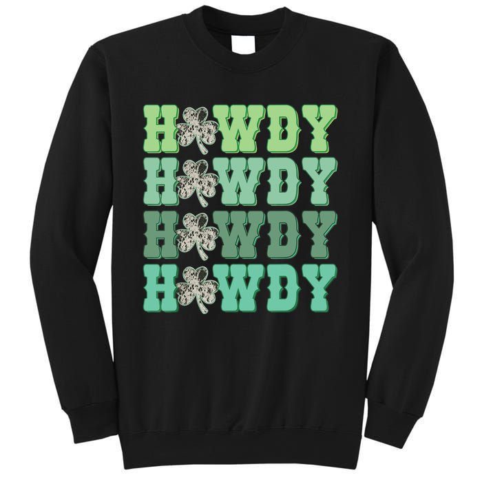 Retro Cowhide Western Howdy St Patricks Day Irish Shamrock Sweatshirt