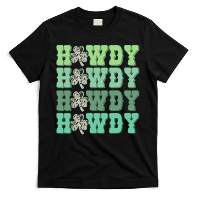 Retro Cowhide Western Howdy St Patricks Day Irish Shamrock T-Shirt