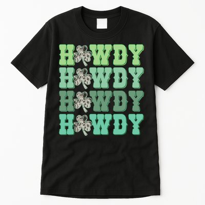 Retro Cowhide Western Howdy St Patricks Day Irish Shamrock Tall T-Shirt
