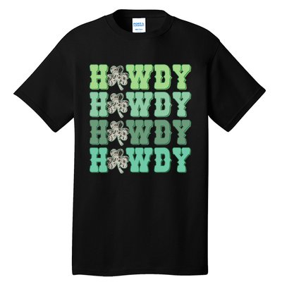 Retro Cowhide Western Howdy St Patricks Day Irish Shamrock Tall T-Shirt