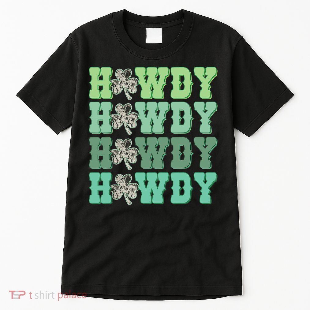 Retro Cowhide Western Howdy St Patricks Day Irish Shamrock Tall T-Shirt