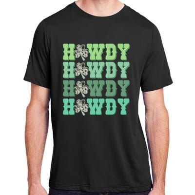 Retro Cowhide Western Howdy St Patricks Day Irish Shamrock Adult ChromaSoft Performance T-Shirt