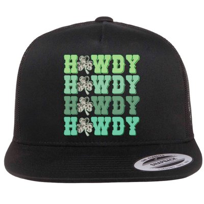 Retro Cowhide Western Howdy St Patricks Day Irish Shamrock Flatbill Hat