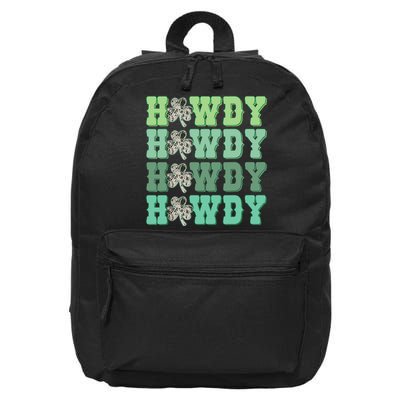 Retro Cowhide Western Howdy St Patricks Day Irish Shamrock 16 in Basic Backpack