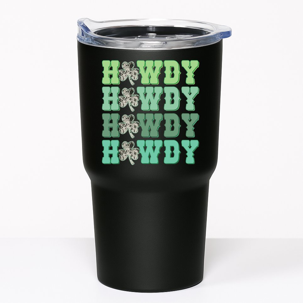 Retro Cowhide Western Howdy St Patricks Day Irish Shamrock Tumbler